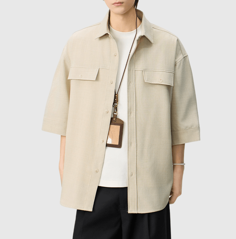 日系雙設計前袋工裝 透氣半袖恤衫 [SBS-1399]