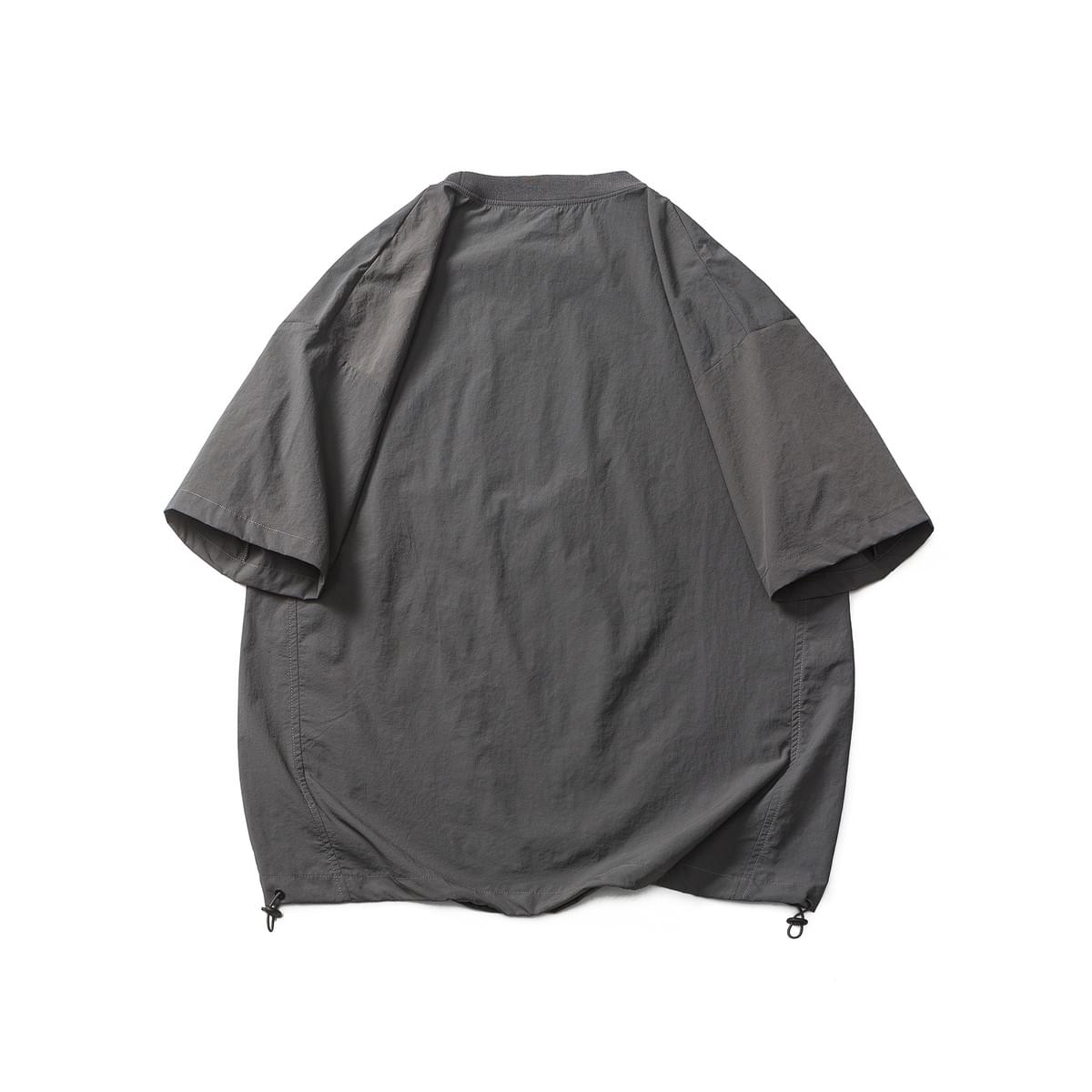 山系前袋車縫拼接地圖圖釘印燙 短袖 T-Shirt [SBT-1447]