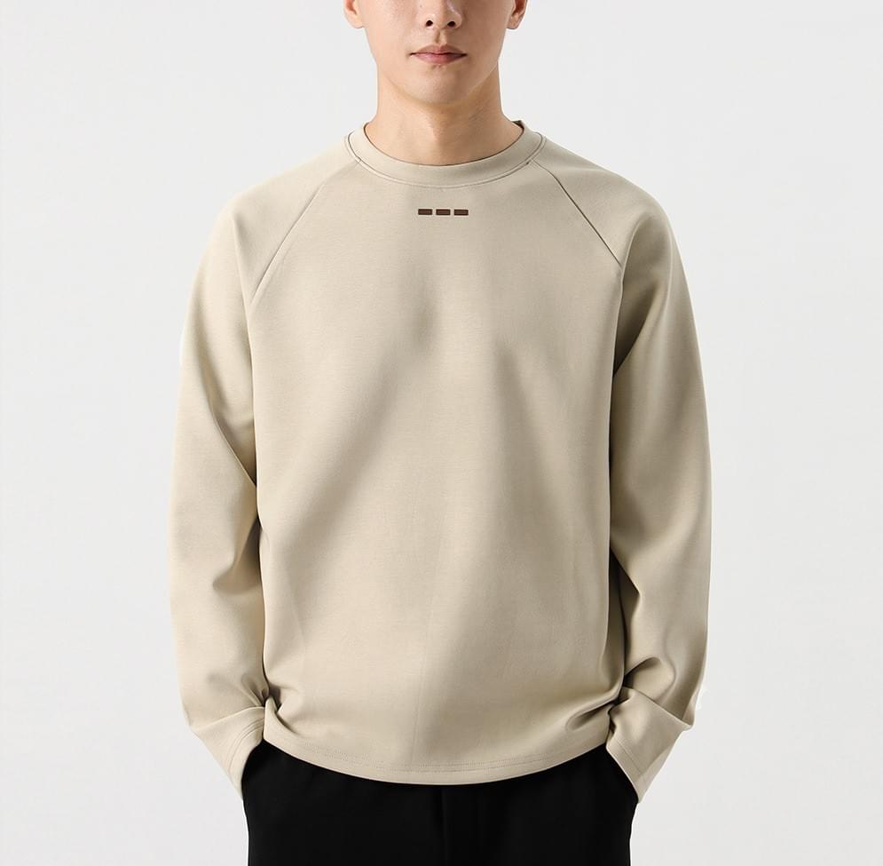 簡約立體細方塊圖案印燙 長袖 T-Shirt [CBT-1228]