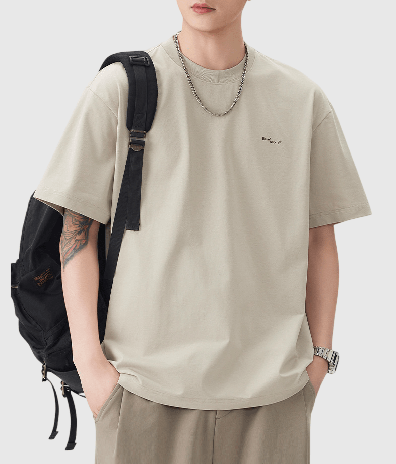 日系撞色細文字印燙設計 短袖 T-Shirt [SBT-1510]