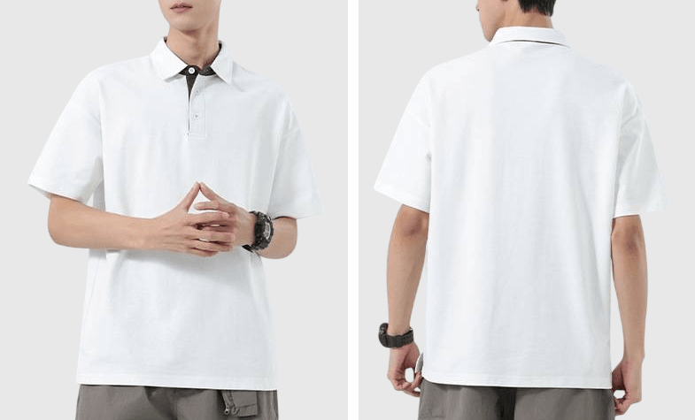 日系領口小撞色設計 短袖 POLO T-Shirt [SBT-1489]