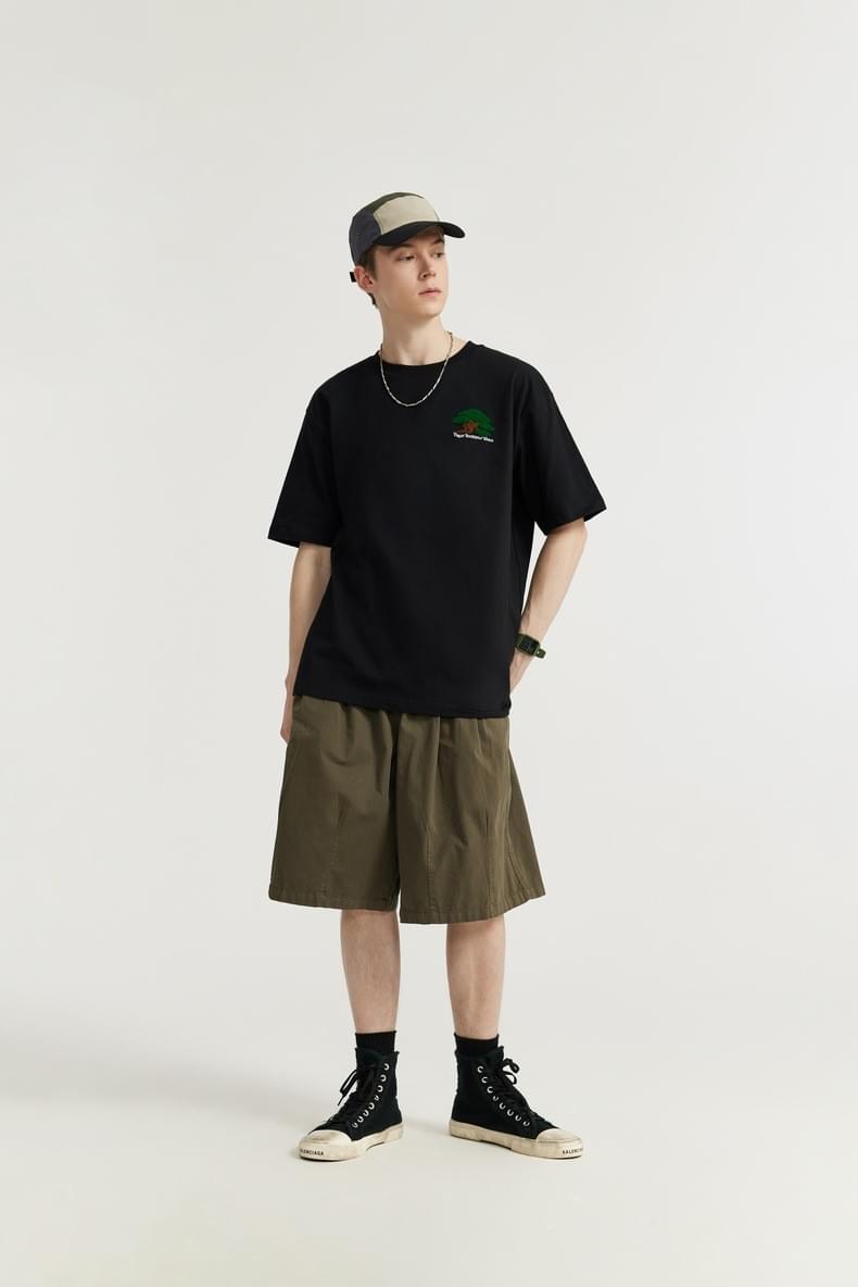 細松樹圖案刺繡 純棉短袖T-Shirt [CBT-1059]