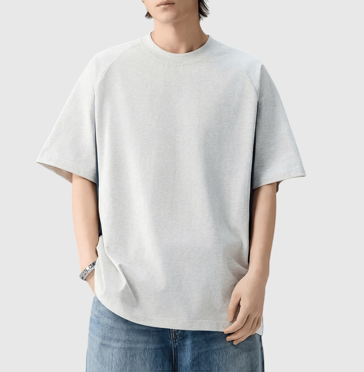 側身撞色拼布縫紉設計 短袖 T-Shirt [SBT-1584]