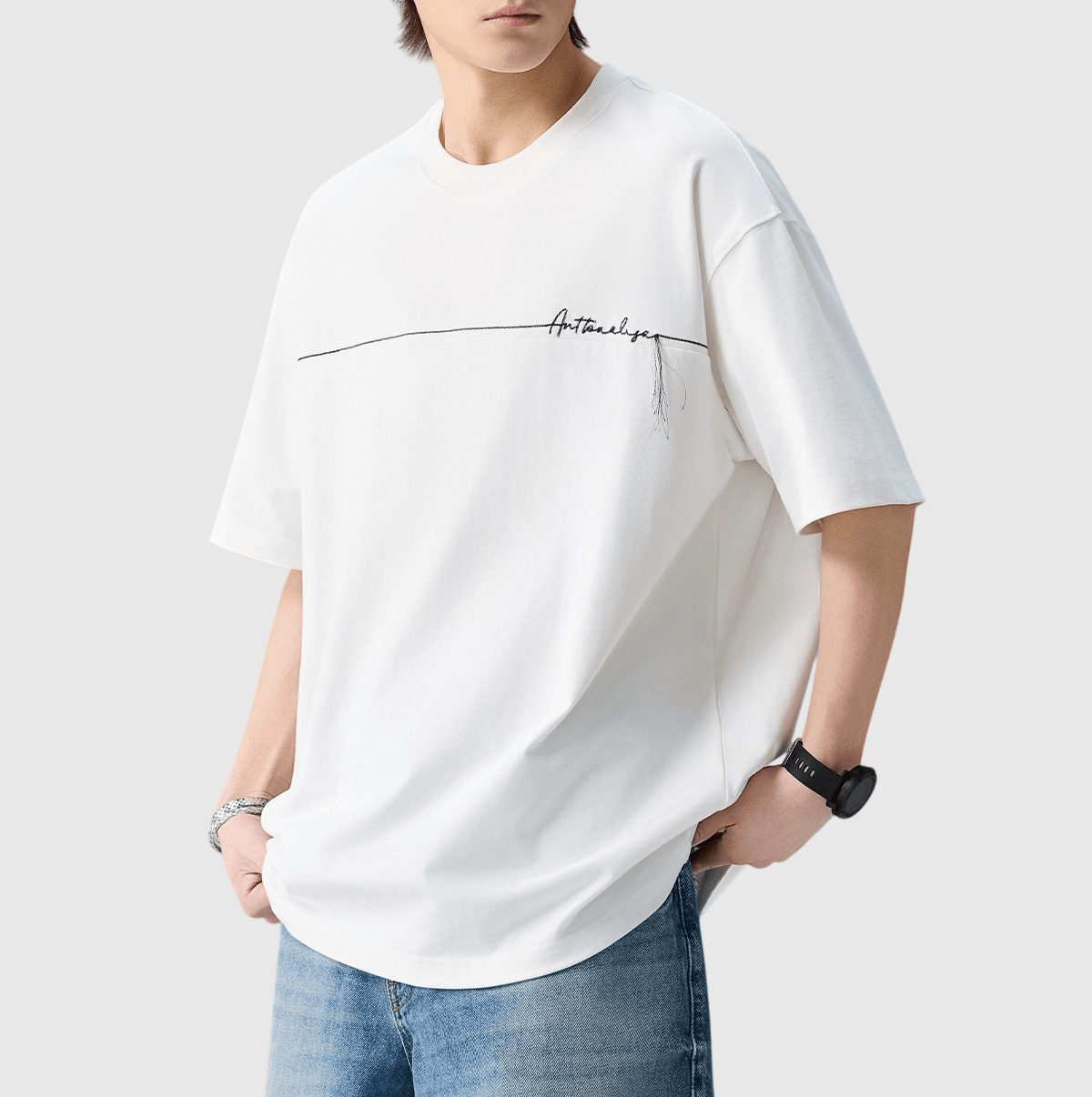 車縫文字工藝設計 純棉短袖 T-Shirt [SBT-1571]