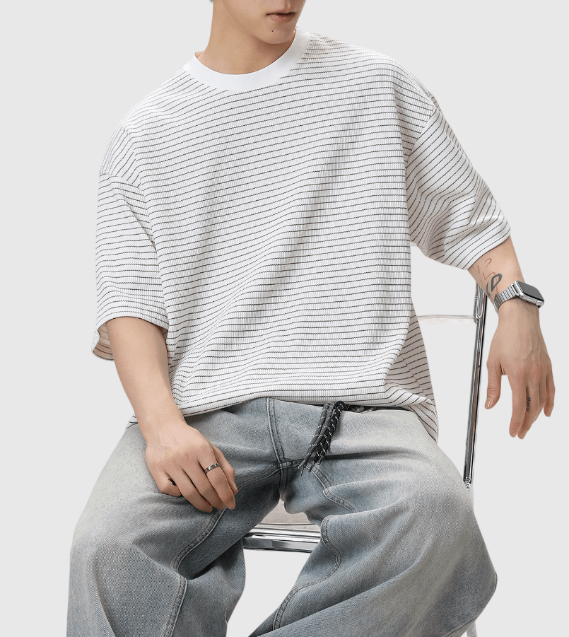 日系基礎橫間條紋 透氣短袖 T-Shirt [SBT-1521]