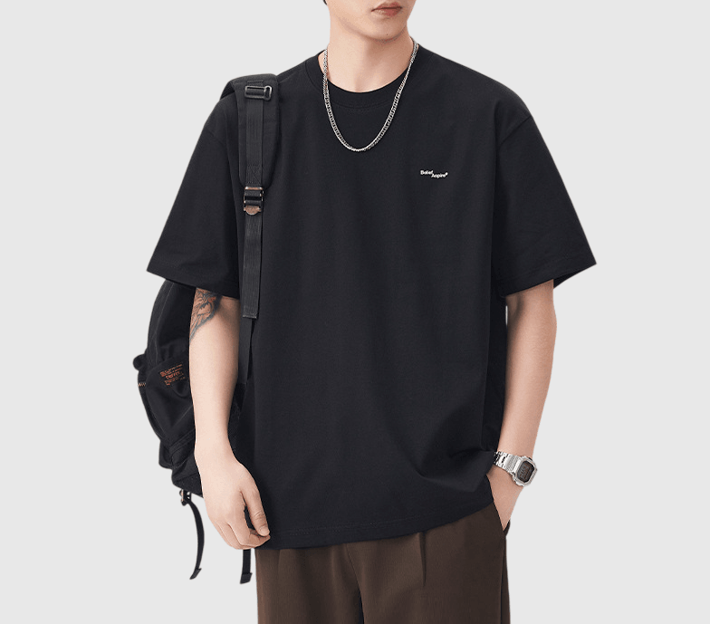 日系撞色細文字印燙設計 短袖 T-Shirt [SBT-1510]