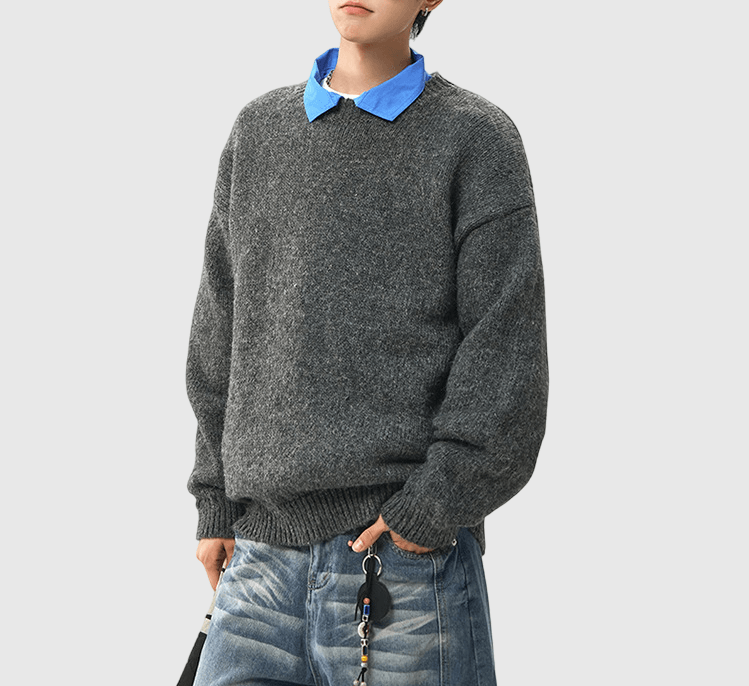 混色紗線編織設計 圓領針織冷衫 [CBK-1035]