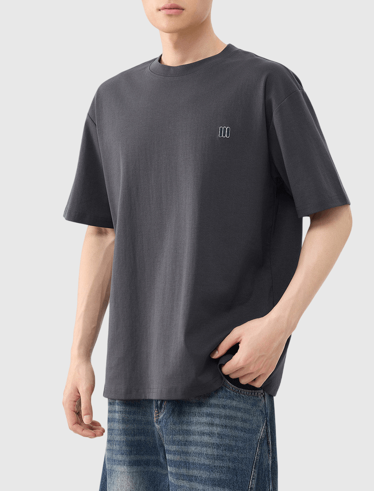 簡約垂直符號刺繡設計 短袖 T-Shirt [CBT-1306]