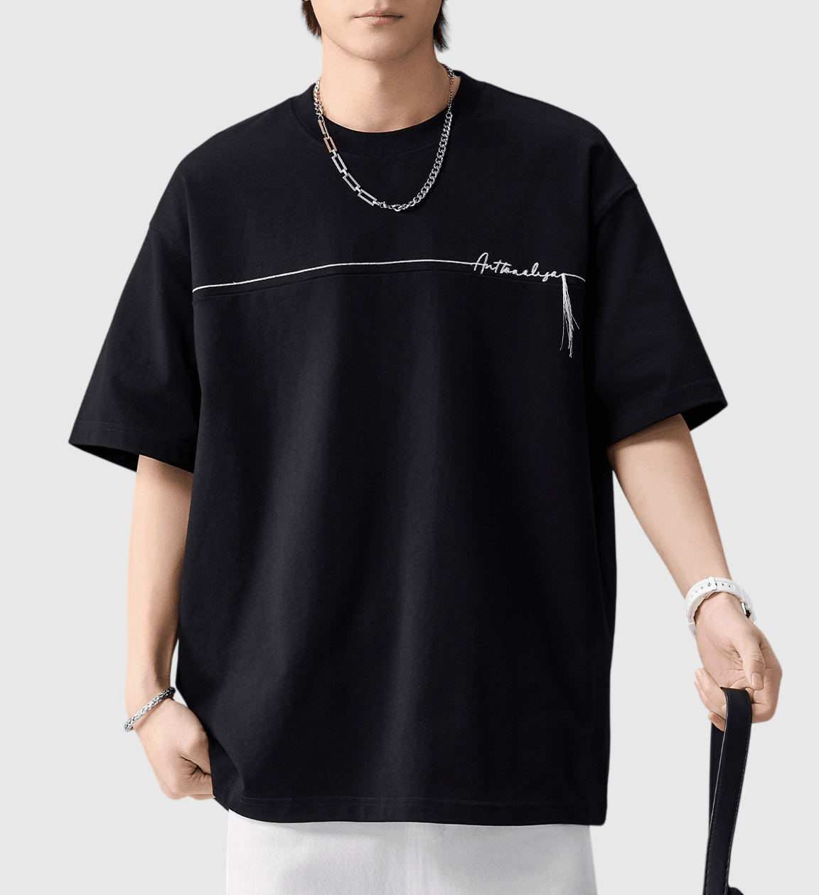 車縫文字工藝設計 純棉短袖 T-Shirt [SBT-1571]