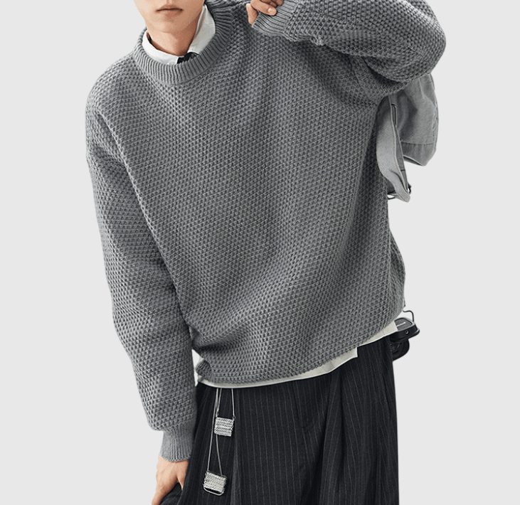 立體菠蘿紋理織布設計 圓領針織冷衫 [CBK-1036]