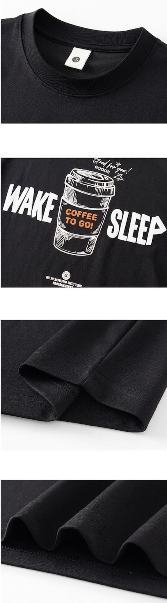 咖啡素描繪畫圖案文字印燙設計 短袖 T-Shirt [SBT-1580]