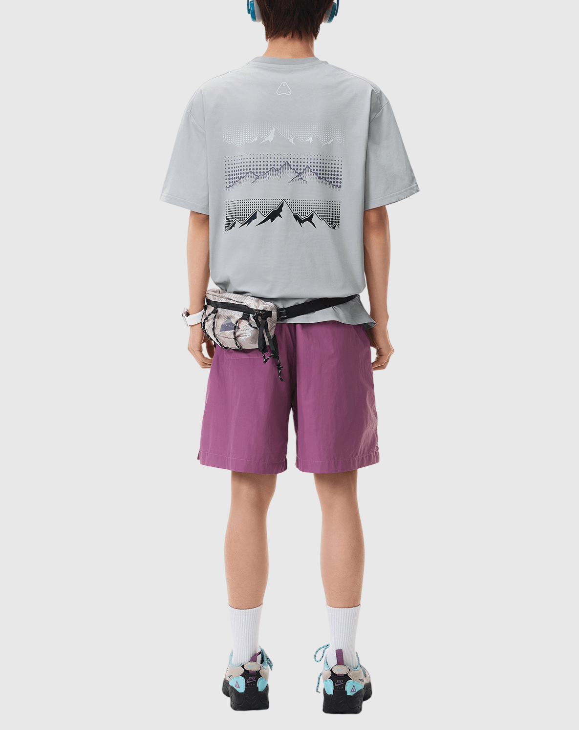 戶外層次色系山峰圖案印燙 涼感透氣短袖 T-Shirt [SBT-1554]