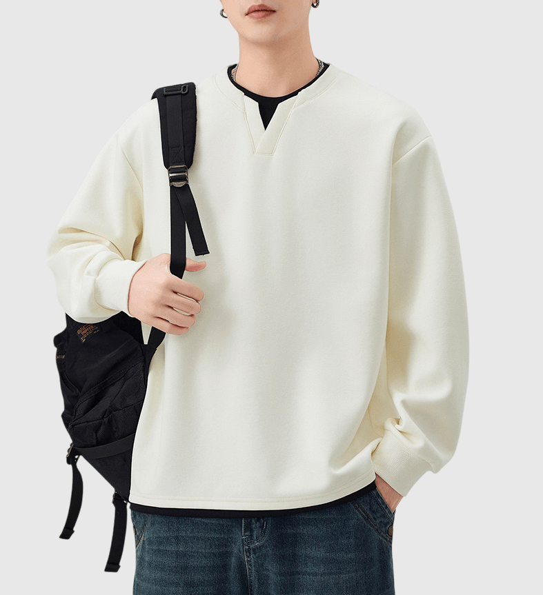 日系基礎假兩件式設計 長袖 T-Shirt [SBT-1470]