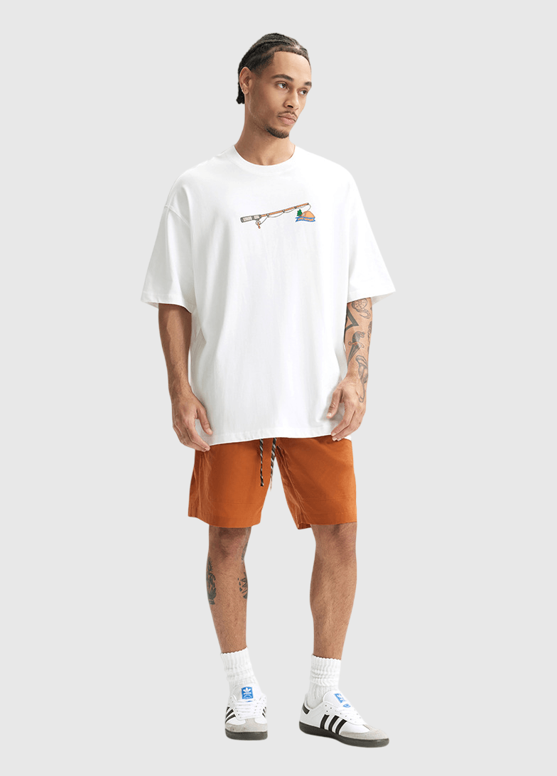 戶外釣魚裝備圖案文字印燙 短袖 T-Shirt [CBT-1273]