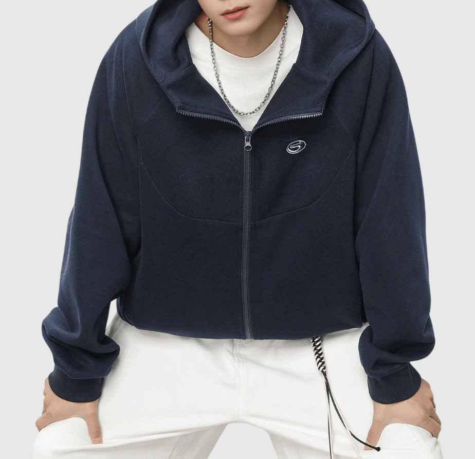 日系中身結構分割 BOXY 短版連帽衛衣外套 [SBO-1455]