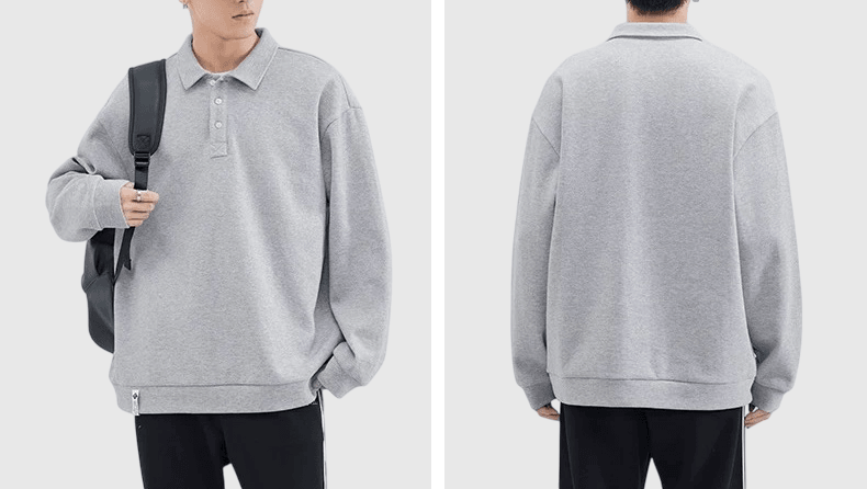 日系基礎純色鈕扣 POLO 重磅380g 長袖衛衣 [SBH-1100]