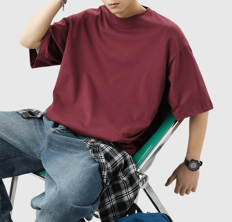 日系基礎文青色系 輕身舒適220g 純棉鬆身落肩短袖 T-Shirt [SBT-1185]