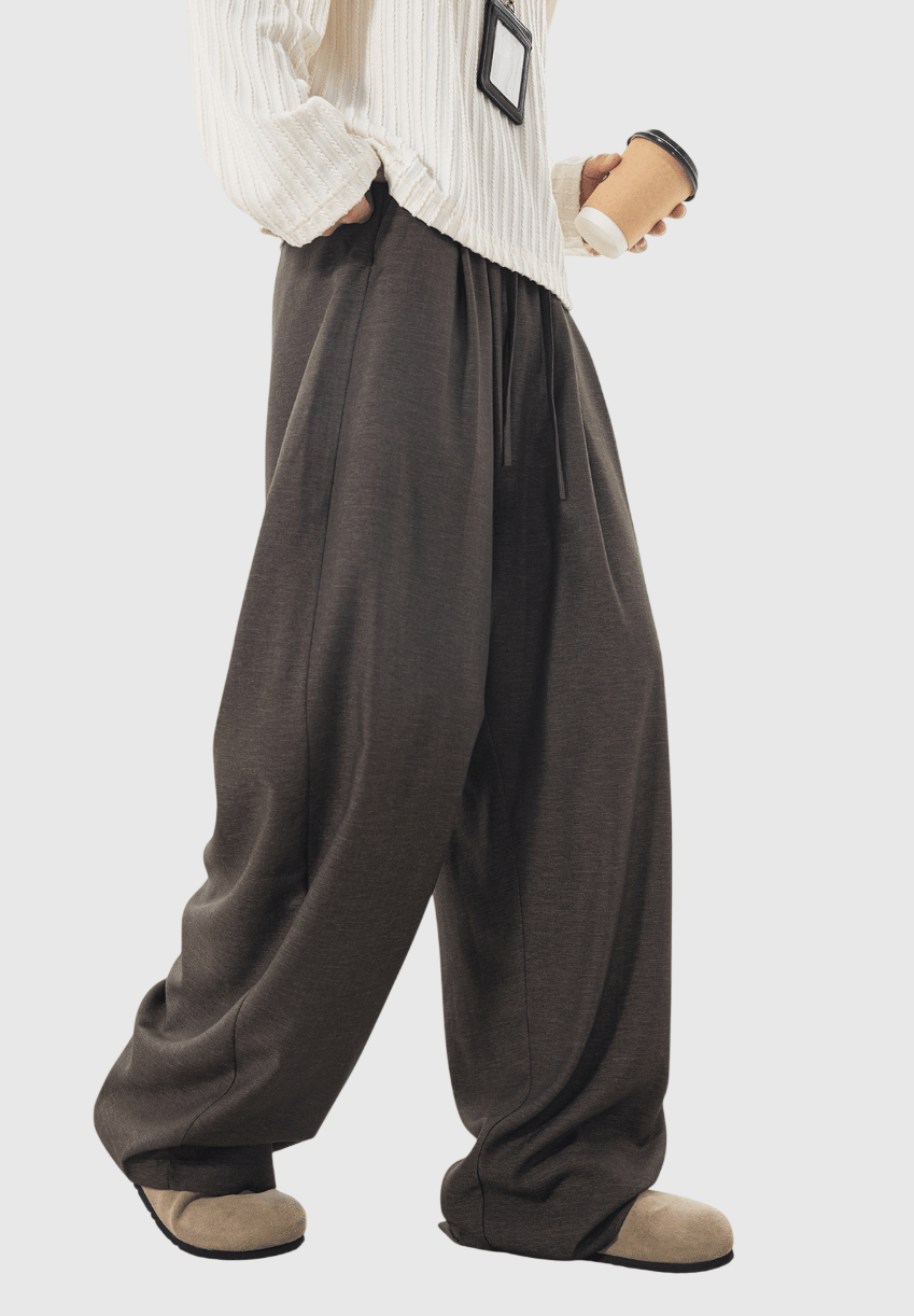 日系基礎混色編織輕便透氣 闊腿直筒垂感長褲 [SBP-1192]