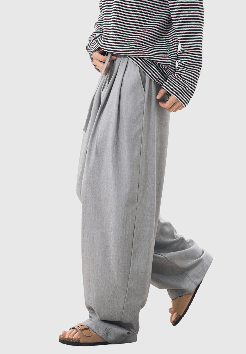 日系基礎混色編織輕便透氣 闊腿直筒垂感長褲 [SBP-1192]