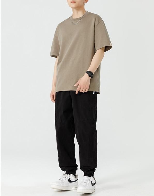 復古手袖標籤縫紉 短袖 T-Shirt [SBT-1421]