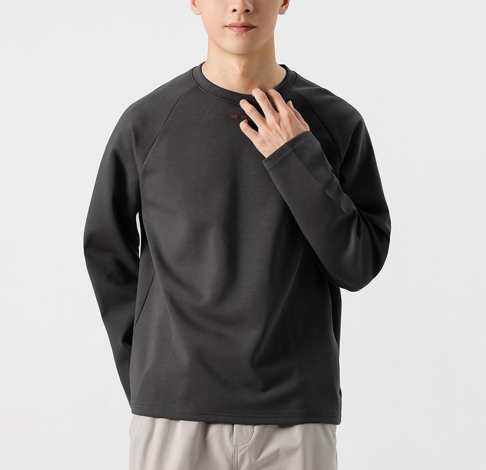 簡約立體細方塊圖案印燙 長袖 T-Shirt [CBT-1228]