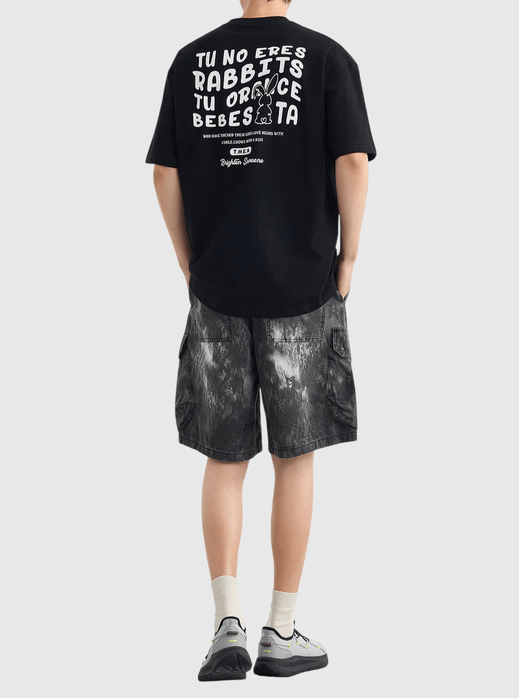 撞色文字圖案印燙設計 純棉短袖 T-Shirt [CBT-1289]