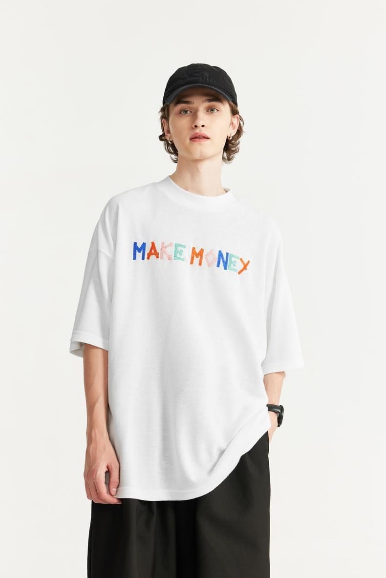 中身彩色文字設計刺繡 短袖T-Shirt [CBT-1060]