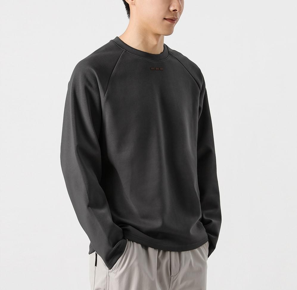 簡約立體細方塊圖案印燙 長袖 T-Shirt [CBT-1228]