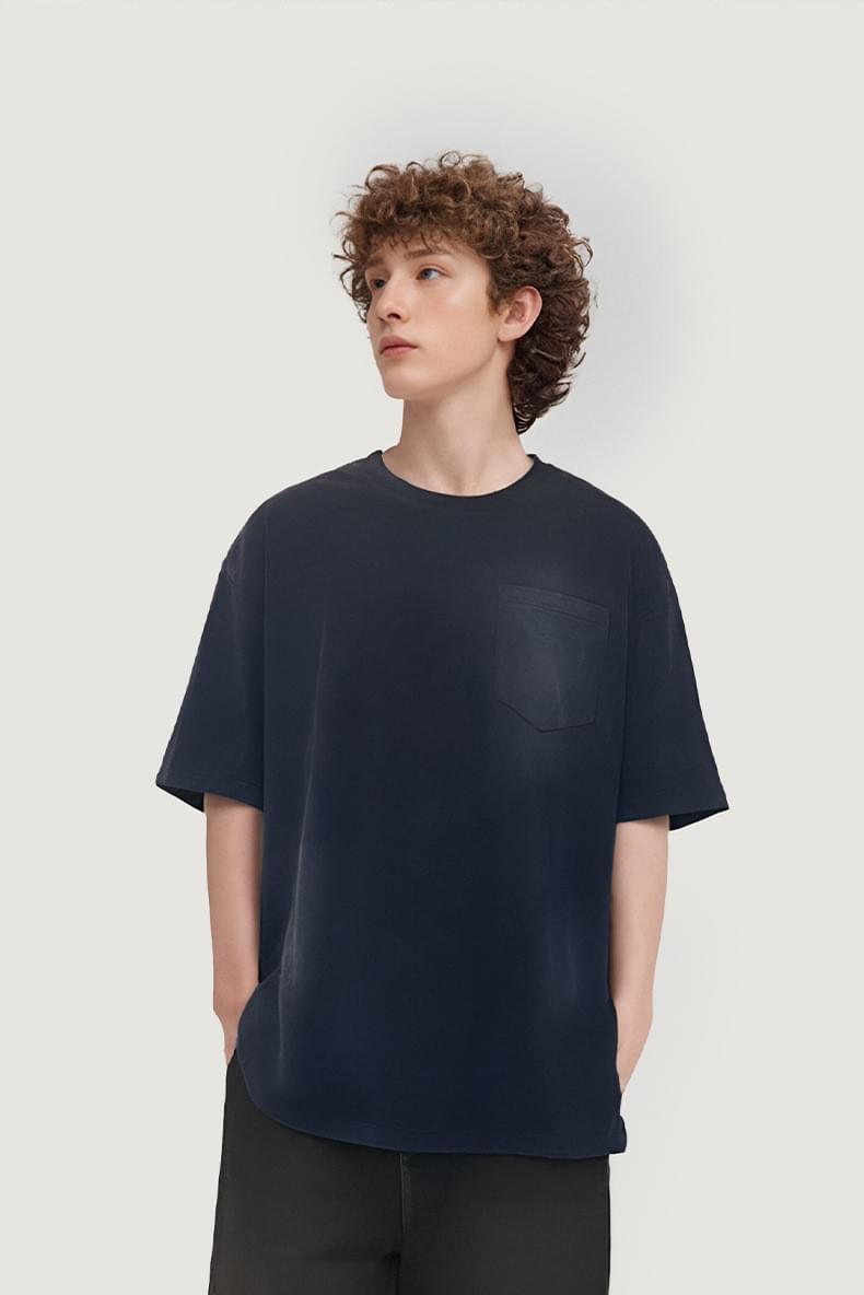 復古洗水噴色前袋 純棉短袖 T-Shirt [CBT-1113]