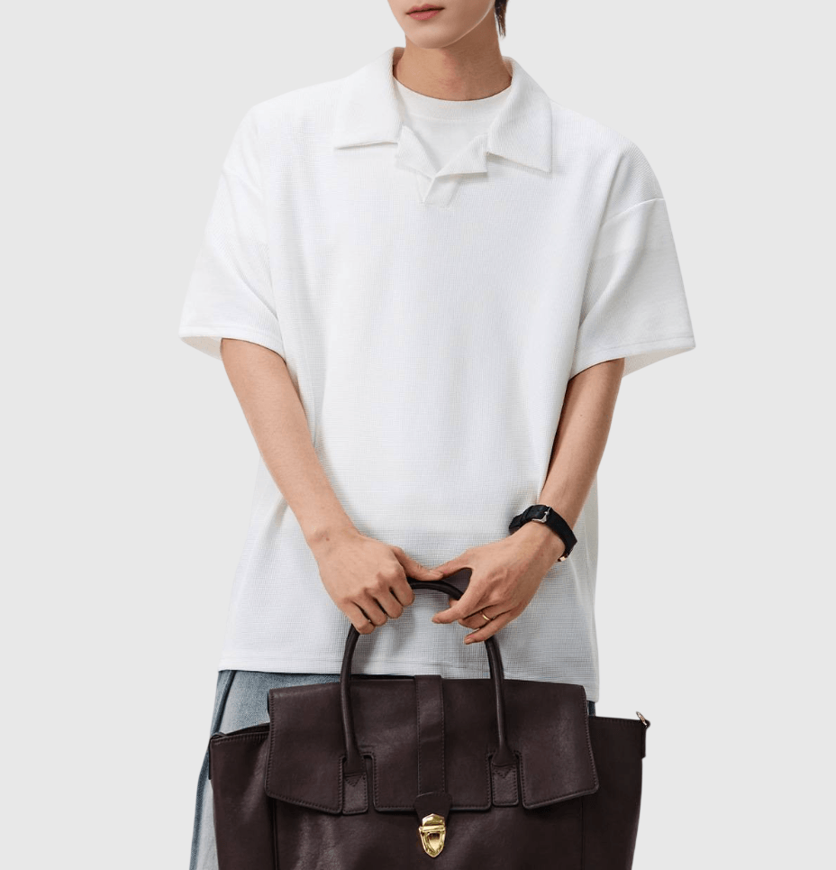 日系基礎格紋紋理  垂感透氣短袖 POLO T-Shirt [SBT-1526]