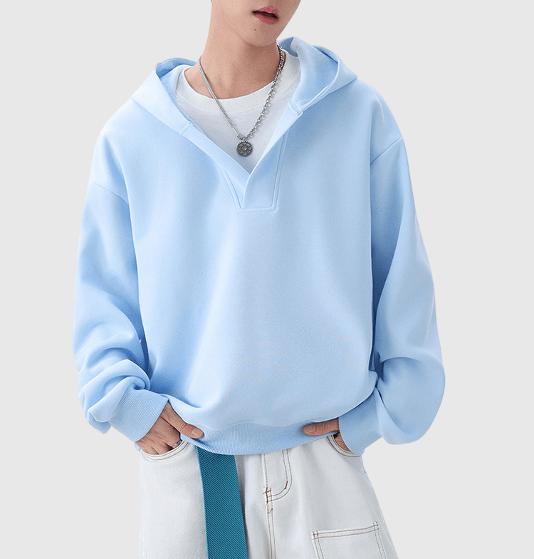 假兩件式大領口拼接 重磅連帽衛衣 [CBH-1024]
