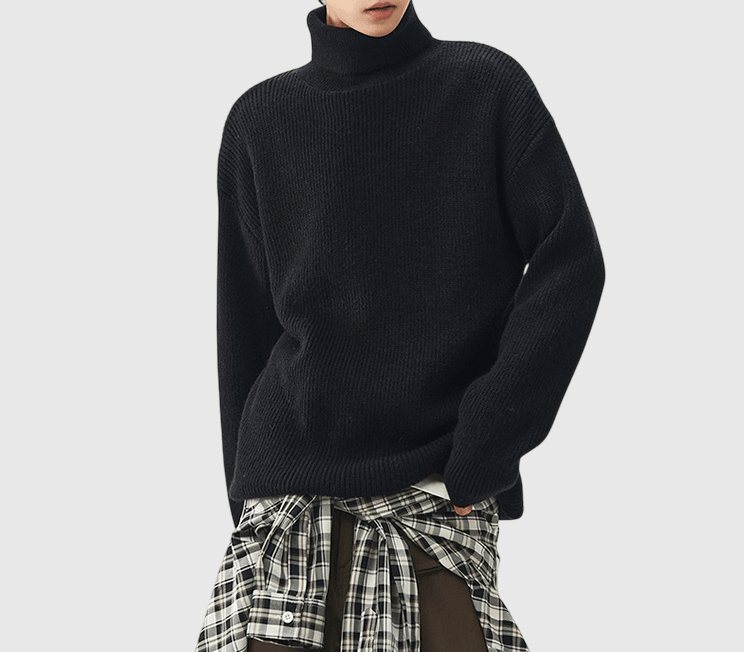 基礎編織紋理設計 高領針織冷衫 [CBK-1043]