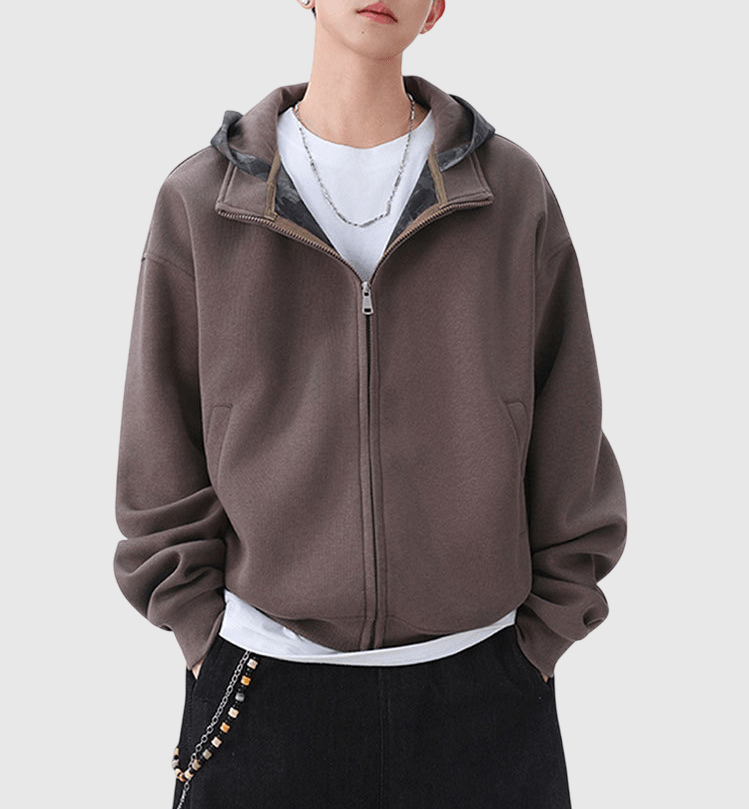 迷彩撞色連帽縫接 衛衣外套 [CBJ-1066]