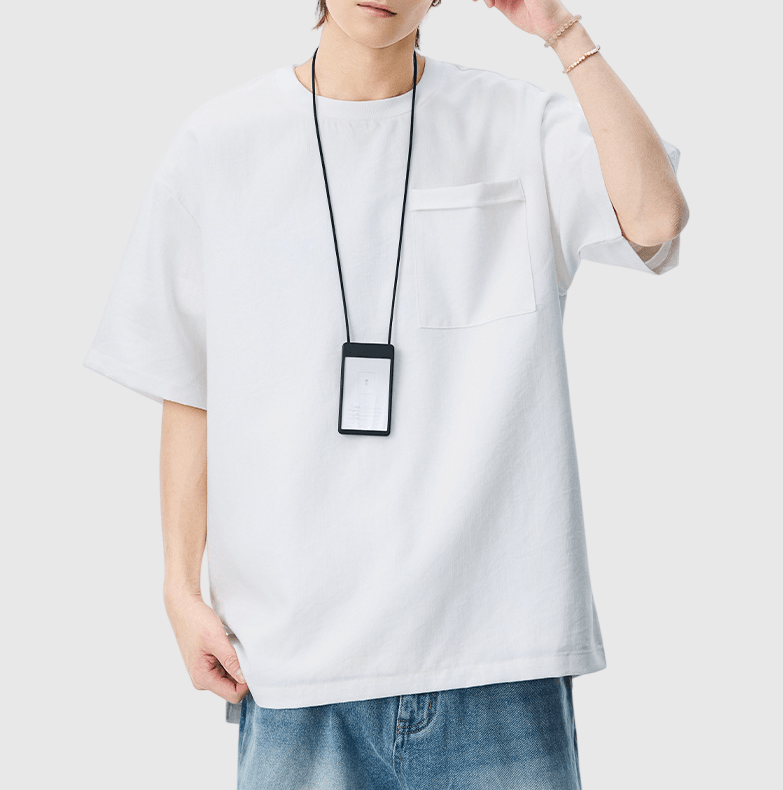 日系前袋色系紋理設計 透氣短袖 T-Shirt [SBT-1531]