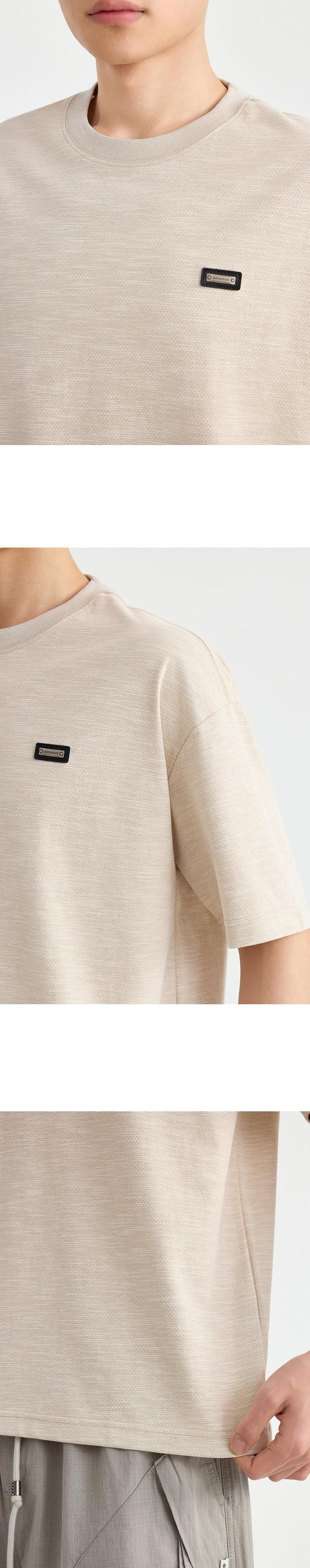 彩紗編織細金屬標籤縫紉設計 短袖 T-Shirt [CBT-1284]