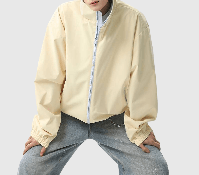 日系彩色細縫線內層撞色拼接 長袖風褸外套 [SBO-1504]