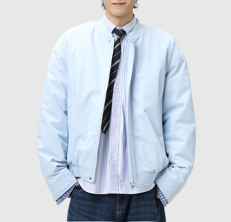 領口可拆卸假兩件式恤衫拼接 棒球外套 [SBO-1491]