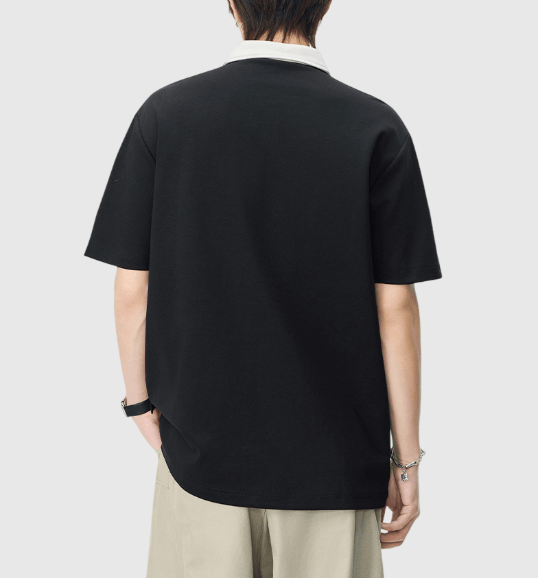 日系領口前袋撞色設計 短袖 POLO T-Shirt [SBT-1540]
