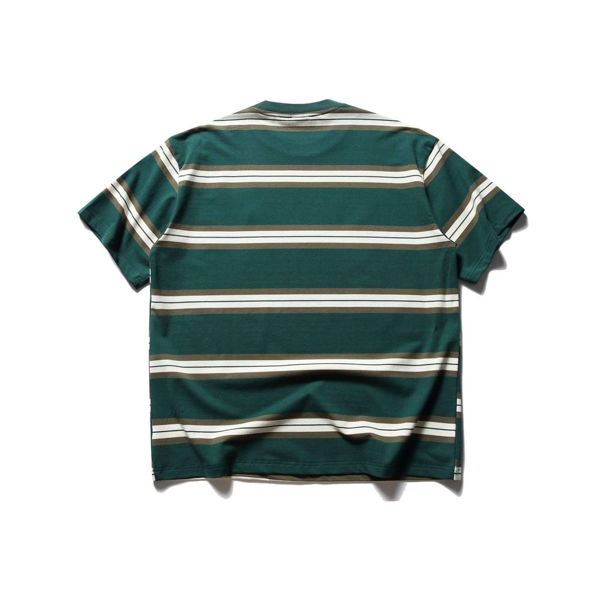 復古色系撞色條紋細啤酒刺繡 短袖 T-Shirt [SBT-1448]