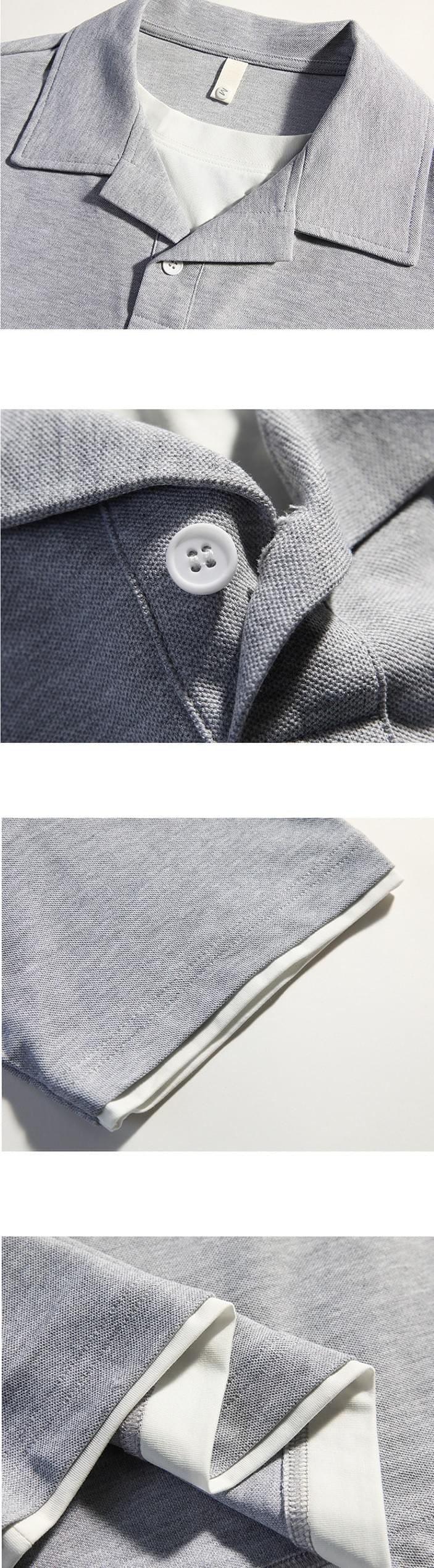 日系層次假兩件式設計 短袖 POLO T-Shirt [SBT-1436]