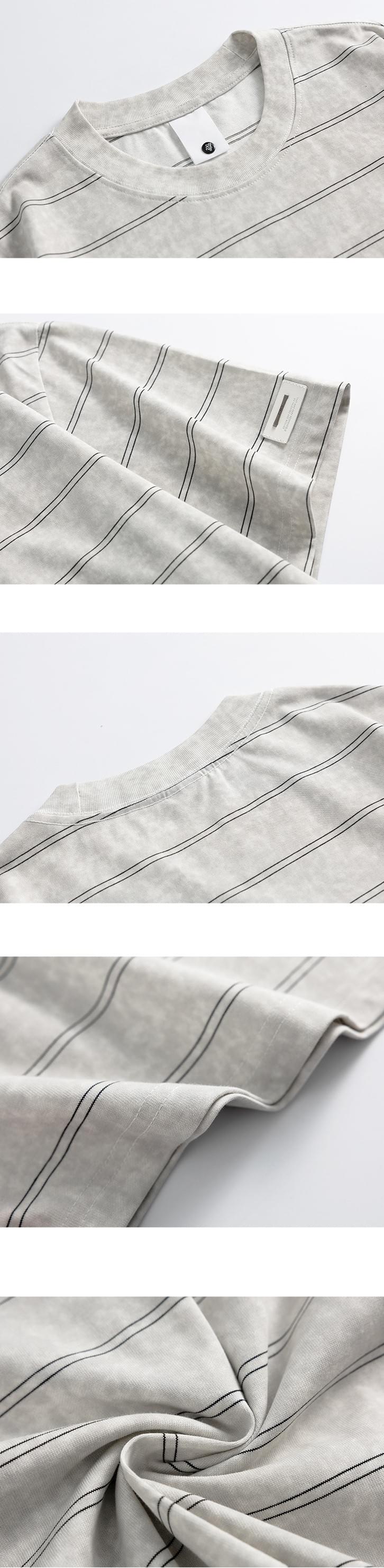 復古紮染橫間條紋設計 短袖 T-Shirt [SBT-1548]