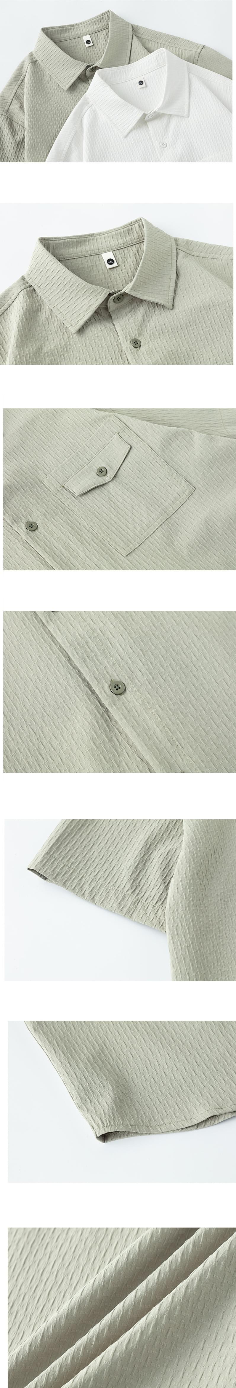 日系層次前袋立體肌理紋理設計 透氣短袖恤衫 [SBS-1398]