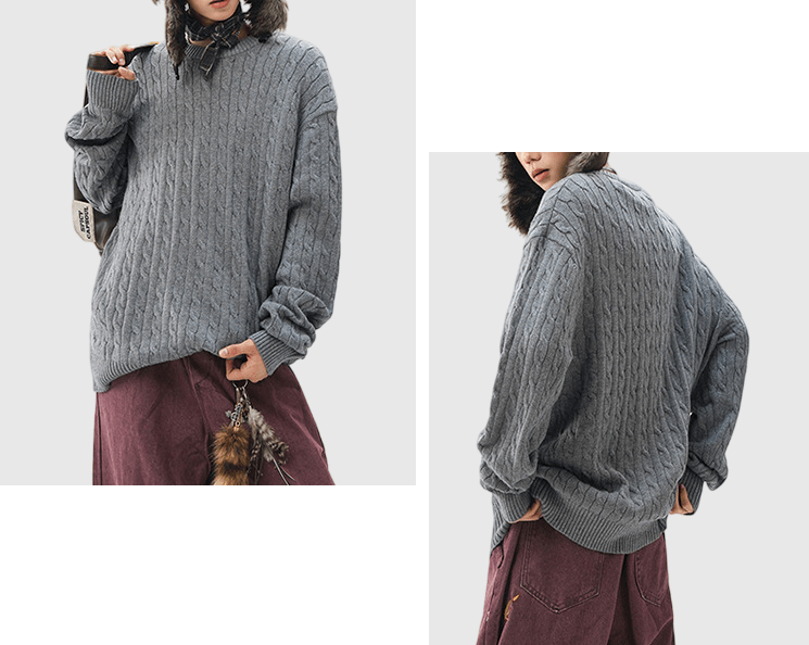 立體扭花紋理織布設計 圓領針織冷衫 [CBK-1039]