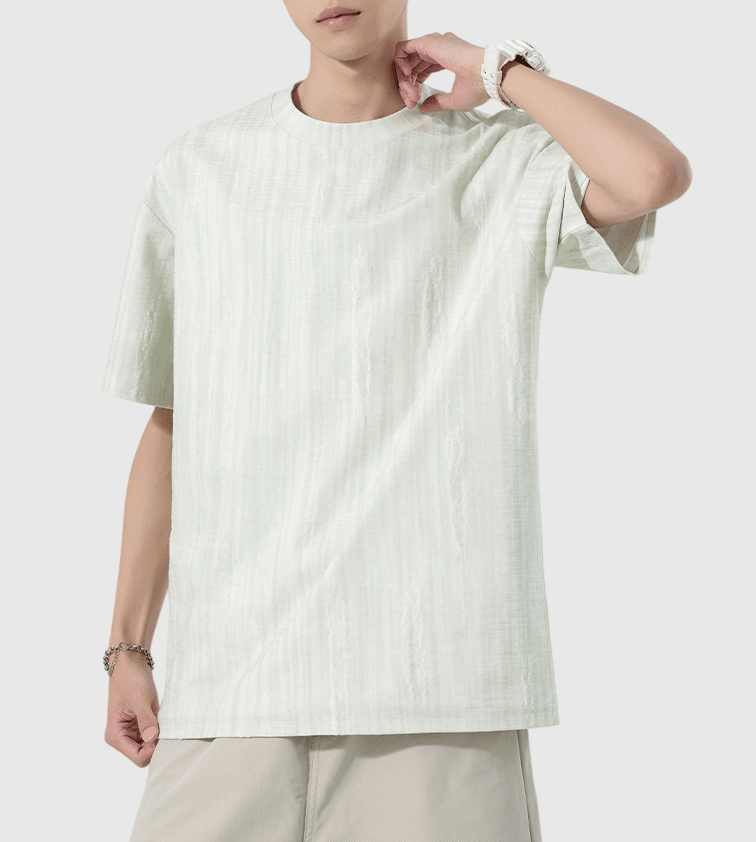 日系垂直瀑布紮染紋理編織 短袖 T-Shirt [SBT-1546]