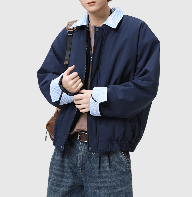 領口可拆卸假兩件式恤衫拼接 棒球外套 [SBO-1491]