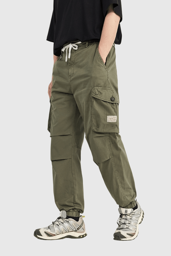 日系復古雙側袋鈕扣設計工裝 純棉直筒長褲 [SBP-1137]