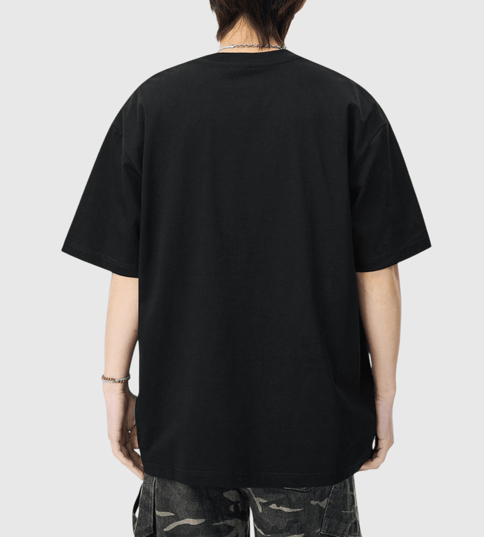  中身細文字刺繡設計 純棉短袖 T-Shirt [SBT-1509]