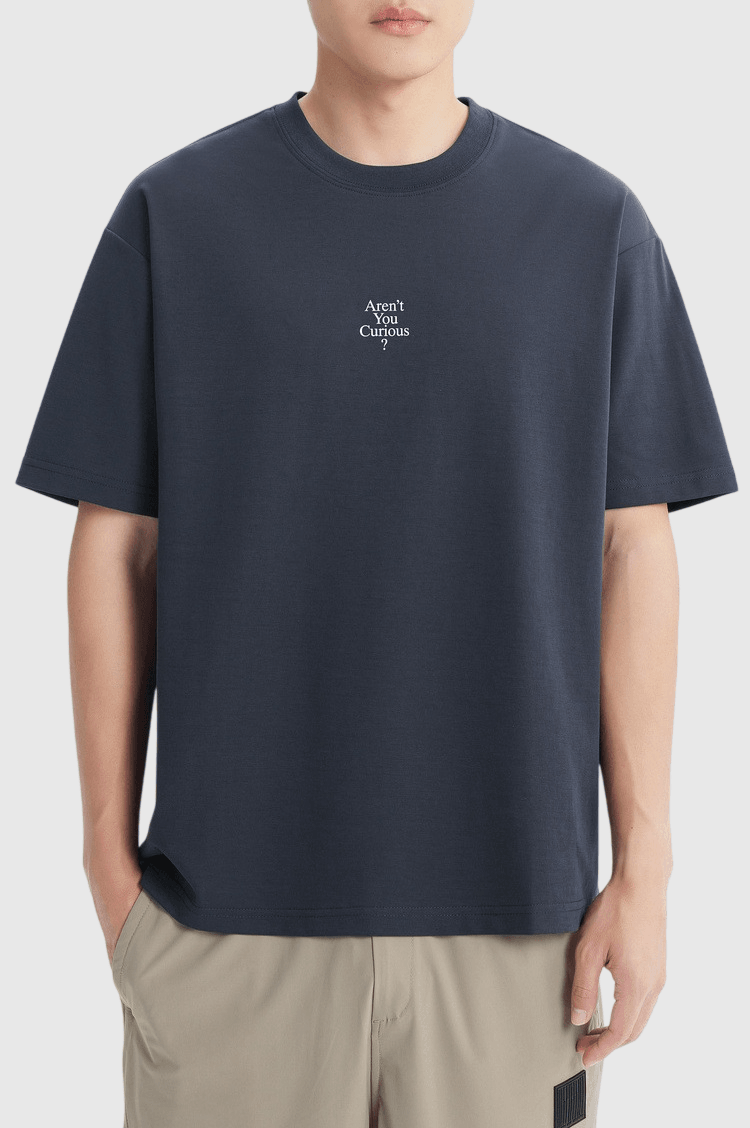 細文字問句印燙設計 短袖 T-Shirt [CBT-1583]