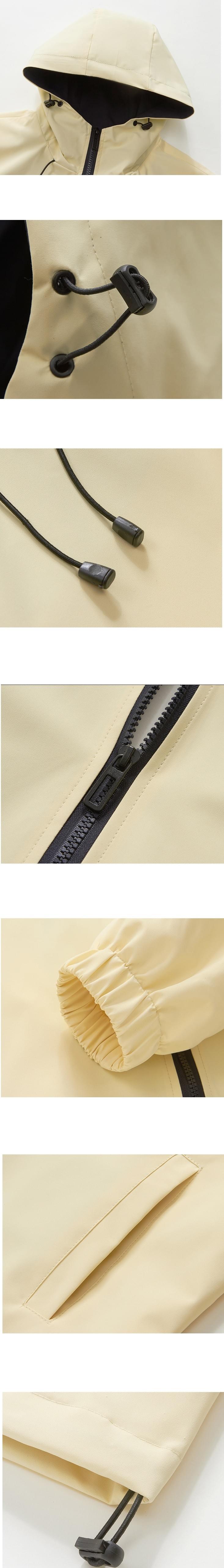 內層撞色設計 長袖連帽風褸外套 [CBJ-1072]