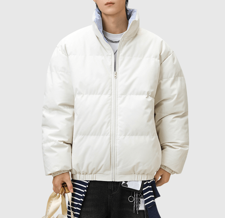 日系基礎內層撞色條紋設計 夾棉長袖外套 [SBO-1489]